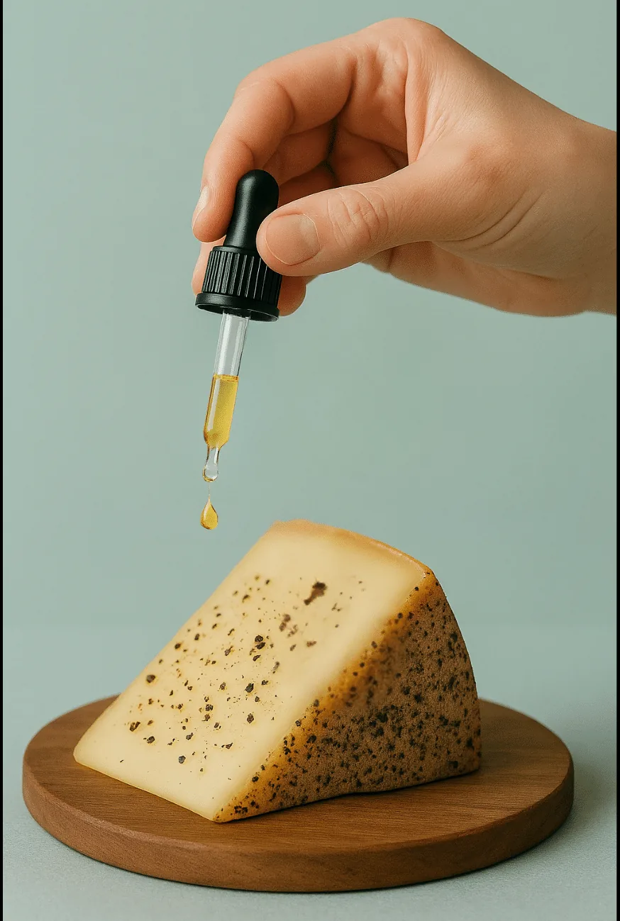 Fromage aromatisé à l'huile essentielle hydrosoluble