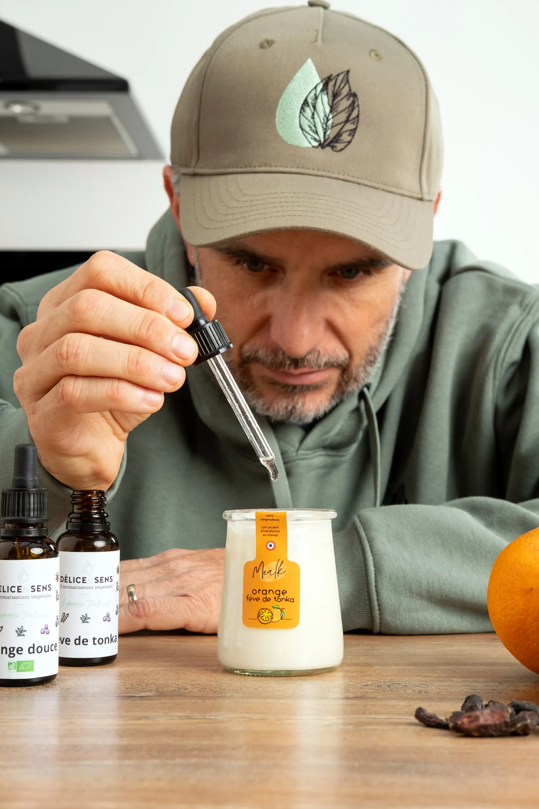 Dosage d'une huile essentielle dans un yaourt orange et fève de tonka